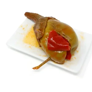 Berenjena de almagro embuchadas con palitos de hinojo y pimiento morrón - 500 g. aprox