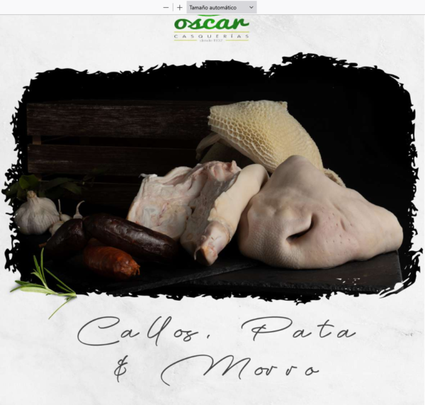 Callo, pata y morro de ternera 1 kg. aprox