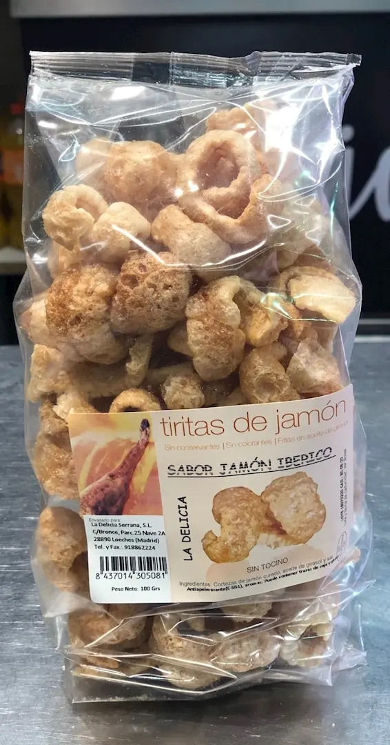 Tiritas de jamón bolsa. 100 g. aprox.