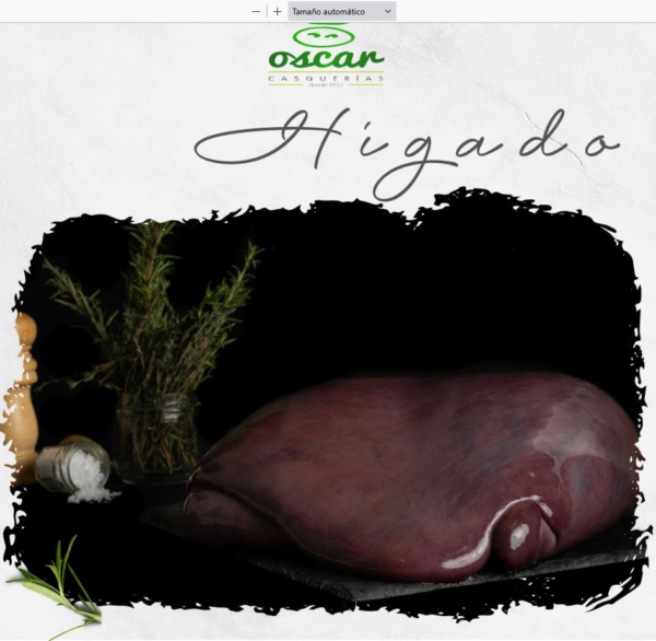 Hígado de ternera blanca 1 kg. aprox.