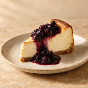 Tarta de queso y arándanos